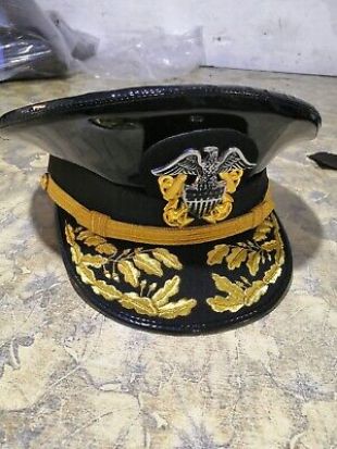 US navy commander admiral hat in black pvc waterproof