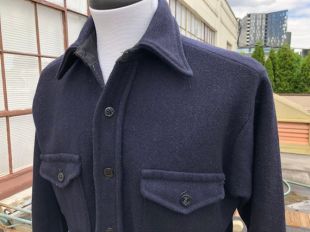 1960s Mens Nautical Wool Flannel Shirt Dark Navy Blue Blue Blue 60s vintage Button Up Frostproof sz M L Collared Sailor Filson Woolrich Outdoor Oxford