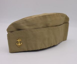casquette de garnison Khaki pour hommes vintage avec Midshipman Pin