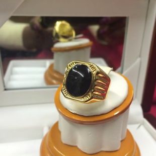 Men's Stylish 18K Yellow Gold Plated Black Stone Ring