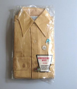 Vintage Kmart 70s Button Shirt Long Sleeve Wool Blend Brown NWT NOS Small 14 - 14.5