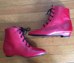 80s New Wave Red Leather Lace Up Short Boots/New/80's Boots/Made in Spain/Women’s size 6/Kids size 3/Euro 37
