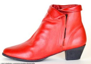 Des années 80 en cuir rouge cheville Bootie