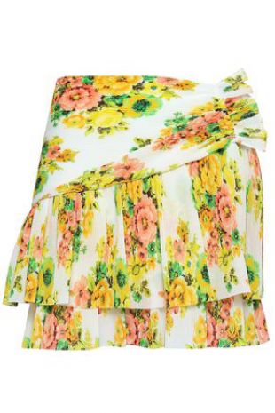 Wrap-effect plissé-woven mini skirt