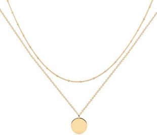 Layered Heart Necklace Pendant Handmade 18k Gold Plated Dainty Gold Choker Arrow Bar Layering Long Necklace for Women