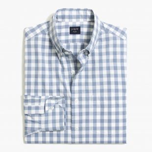 Gingham slim flex casual shirt