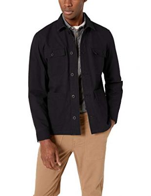 Amazon Essentials Men's Shirt Jacket, Black, Large