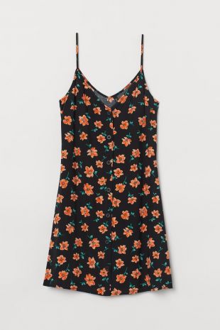 Dress with Buttons - Black/floral
