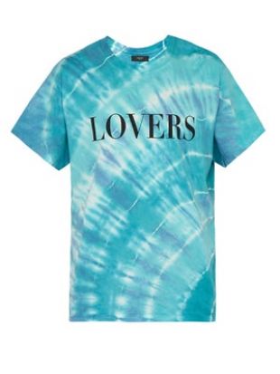 Lovers-print tie-dye T-shirt
