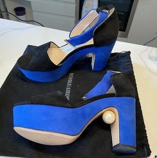 NICHOLAS KIRKWOOD black blue suede platform sandals pearl  - size 37,5 EU shoes  | eBay
