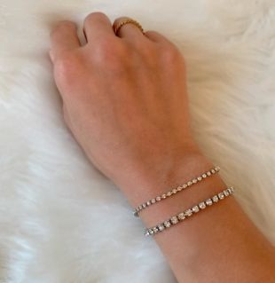 Bracelet de tennis classique Cubic Zirconia et Plaqué or or Platinum, Bracelet de mariée, Bracelet en strass, Bracelet diamant, Bracelet de tennis