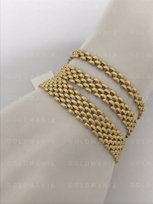 14K Yellow Gold Panther Link Bracelet, 7" pouce, 4mm 6.5mm 9mm thick, Panther Chain Bracelet, Gold Link Bracelet, Thick Gold Bracelet, Woman