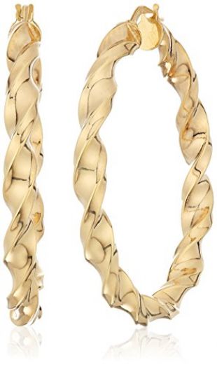 14k Yellow Gold 37mm X 3.9mm Twisted Click Top Hoop Earrings