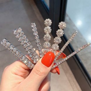 Sliver Alloy Crystal Rhinestone Simple Hair Clips, Bangs Hair Pin, Hairclip pour les femmes, Bijoux pour filles, Accessoires de cheveux, Favoris de mariage