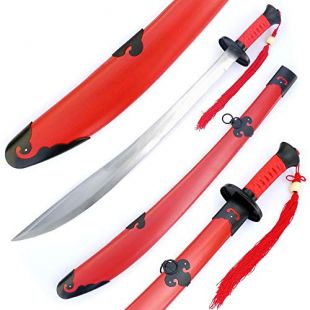 Ace Martial Arts Supply 37" Chinese Blade Broad Sword with Red Tassels and Scabbard …