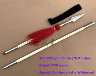 Handmade Chinese Wushu Stainless Steel Spear Kung Fu Sword çº¢ç¼¨æª W/ Whitewood Rod  | eBay