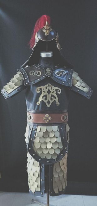 2pcs/sets vintage Ancient Chinese Three Kingdoms Armor Costumes Samurai Shirt