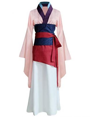 Angelaicos Womens Princess Mulan Costume Dress Chinese Heroine Party Ball Gown (XXL, Pink)