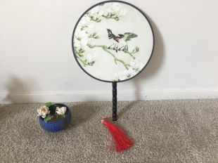 Vente en vente Authentic Famous Silk Bird Bamboo Chinois Round Fan Best Gift Wedding Mothers Birthday Best Gift