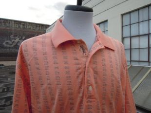 Vtg Mens Peach Cotton Sateen Jersey Knit GOLF Polo T Shirt Unisex Taille L XL Tall Long Vintage 1990s 90s Tweed Woven Plaid Stripe Top Collare