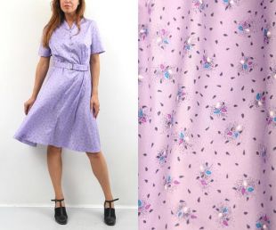 80s Purple Floral Dress / Robe d’été / Midi Robe / Robe vintage / Robe boho / Robe Boho / Grande Robe / Robe ceinturée / Robe L