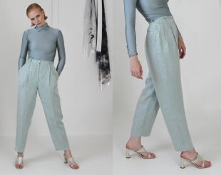 Été femmes coton lin pantalon taille haute ample Été femmes coton lin pantalon taille haute ample