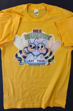 70s Bee Healthy Eat Honey t-shirt in yellow