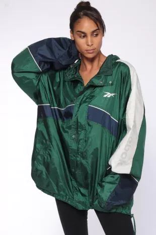 90s Color block Windbreaker Jacket - green