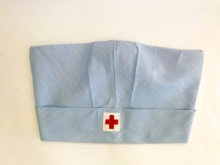 casquette d’infirmière vintage, chapeau d’infirmière antique, chapeau uniforme d’infirmière bleue, chapeau d’infirmière du milieu du siècle 1950, 50s de wwii de WWII chapeau de croix-rouge américaine