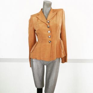vintage 50s Pumpkin Rust Orange Satin Twill Sablass Veste Petite