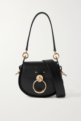 Black Tess small leather and suede shoulder bag | Chloé | NET-A-PORTER