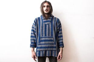 Baja pull des années 70 à capuche Hoodie des années 70 Boho Hippie rustique péruvienne mexicain pull pull à rayures