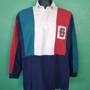 vintage 90s Color Block Laguna Long Sleeve Polo Shirt Red Green Green White Size Large L