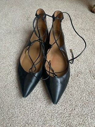 Aquazzura Christy Lace-Up point-Toe Flats ballerines shoes chaussures escarpins Hot 38,5  | eBay