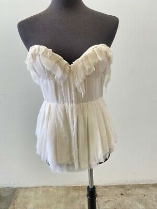 Sarah Seven crÃ¨me Ã©cru volants corset Bustier Sans Manches Haut Tube Shirt  | eBay