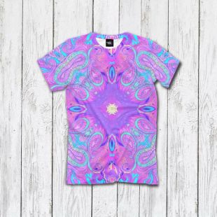 Plein tee-shirt rave - impression acide Psychedelic t-shirt mandala méditation lumineuse usure colorée