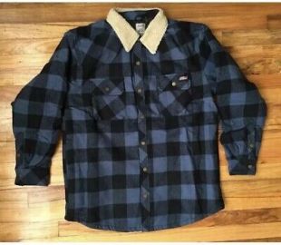 DICKIES Mens BUFFALO PLAID Twill Shirt Jacket with SHERPA Collar Sz-2xL Winter  | eBay