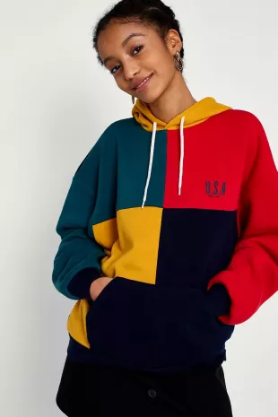 UO Colour-Blocked USA Hoodie