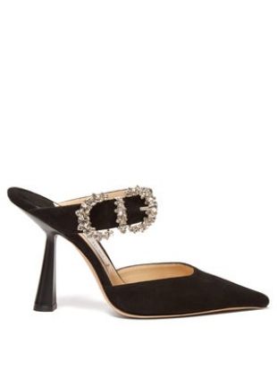 Jimmy Choo - Mules en daim à ornements cristaux Smokey 100