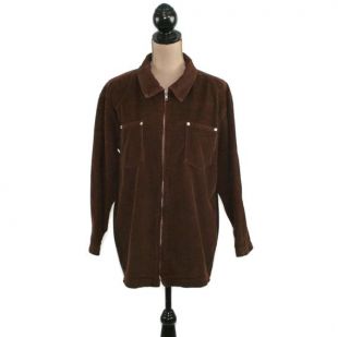 90s Brown Corduroy Jacket Femmes M/L, Manteau de corvée surdimensionné, Coton Zip Up Casual, Vêtements d’hiver d’automne, vêtements vintage de Denim & Co.