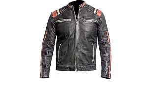 Fashion Style Jackets Men Vintage Biker Retro 3 Motorcycle Distressed Leather Jacket Cafe Racer Moto Black