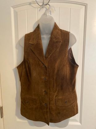 1970's Harolds Suede vintage Equestrian Vest taille medium