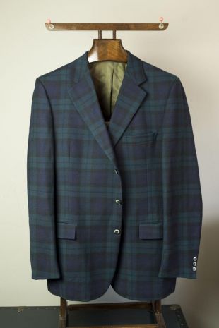 Vintage 1960/1970s CUSTOM Green/Navy Blue Black Watch Plaid Tartan Holiday Sport Coat Blazer Approximativement Taille 44/46 L Long XL Extra Large