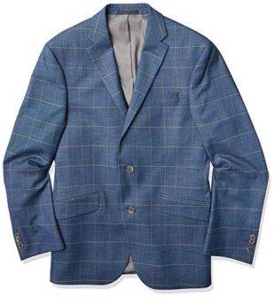 Men's Slim Fit Blazer, Blue Plaid