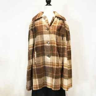Belle cape d’hiver/automne à carreaux de laine lourde vintage