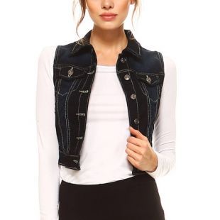 Veste fashionazzle Femme Buttoned Basic Solid Denim Vest