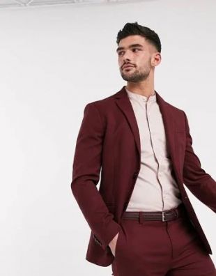 Veste de costume coupe skinny - Bordeaux