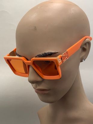 Hommes Femmes VTG Rétro Style Oversized Designer Inspiré Square Big Thick Royale Preuve Millionaire Luxe Hip Hop Lunettes de soleil Orange w/ Gold