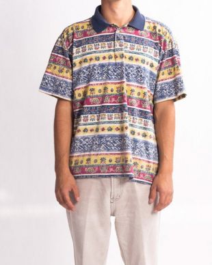 90s vintage / Retro Cotton Polo Shirt Blue / Rouge / Jaune Surdimensionné / Unisex