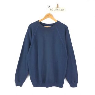 Rare!! vintage Plain Sweatshirt Hanes Sport Dark Blue Colour Pullover Jumper Crewneck